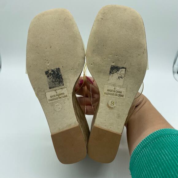 Jeffrey Campbell Mystical Brown Wedge Sandals Clear Strappy Women's size 8 - Picture 7 of 9